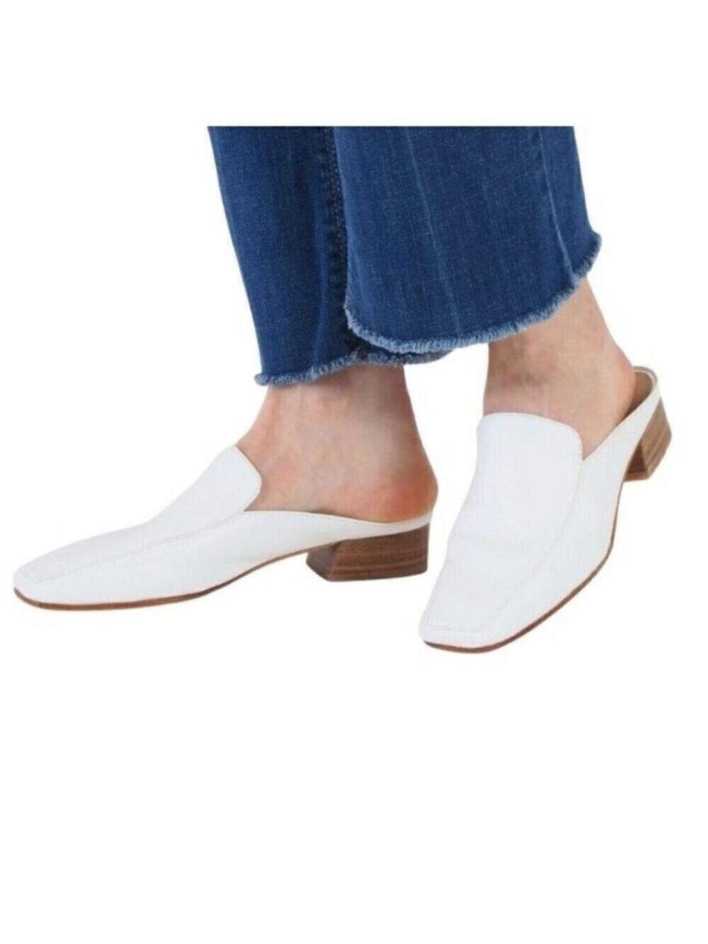 Via Spiga Bibiane Cream Mules Slip-On Square Toe Shoes Leather Size 7 NWOT